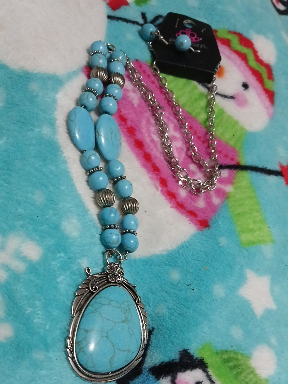 paparazzi Turquoise Blue Beaded Pendant Necklace & Earrings New